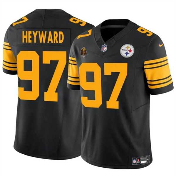 Men & Women & Youth Pittsburgh Steelers #97 Cameron Heyward Black F.U.S.E. With Walter Payton Patch Color Rush Limited Stitched Jersey->pittsburgh steelers->NFL Jersey